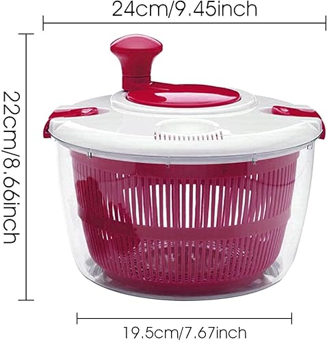 Miniatura 2 de Molinillo de ensalada, colador giratorio de frutas y verduras con bloqueo de tapa seguro y mango giratorio, lavar, girar y secar verduras para
