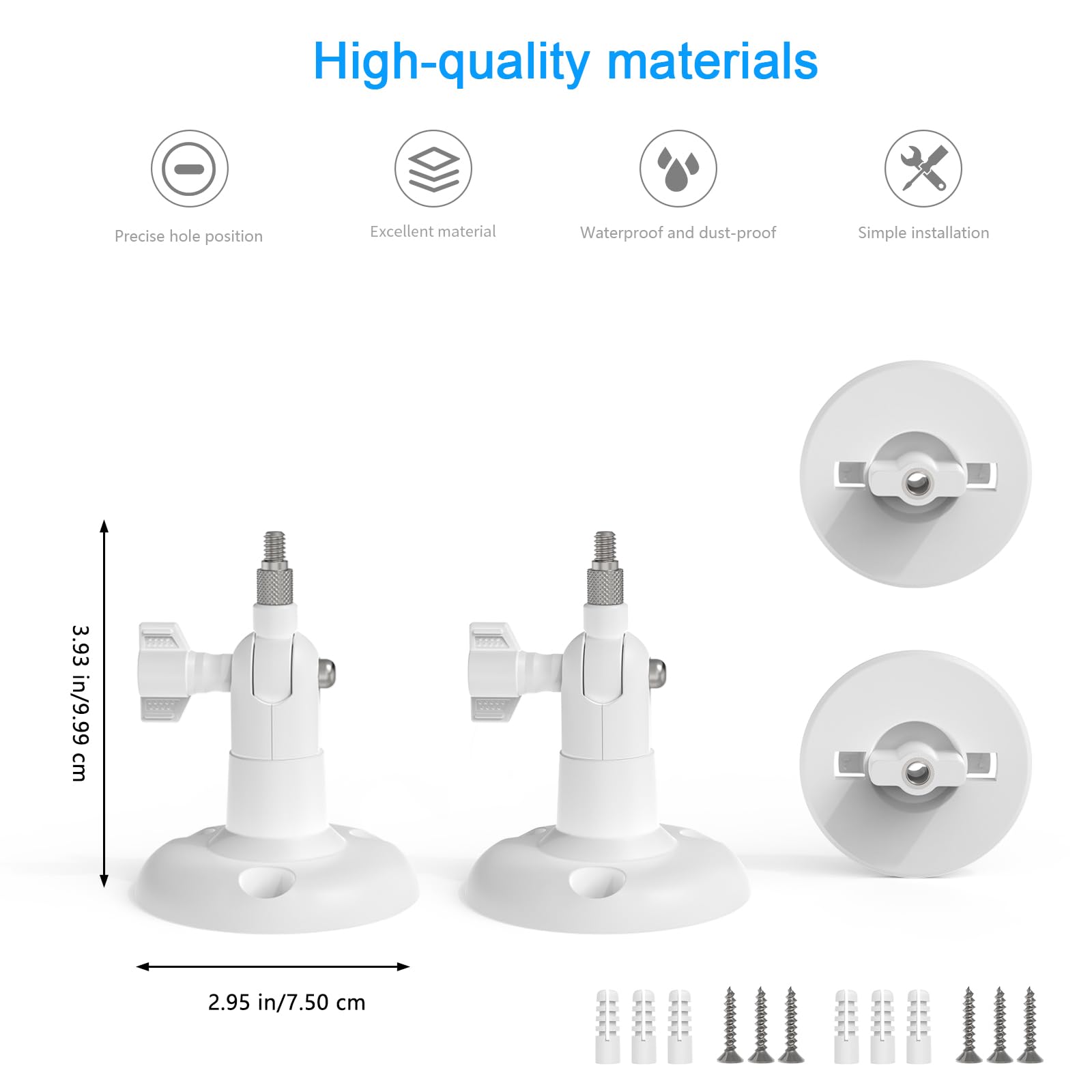 HOLACA Support mural Compatible avec TP-Link Tapo C200 / C210 / C220 / C201 / C202 / C211 / C212 / C222 / C230 Caméra de surveillance WiFi pour intérieur, Blanc 2 pièces