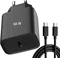 Carregador Super Turbo 50W Ultra Rápido USB-C E Cabo USB Tipo C de 1m - Compatível com Celulares Samsung Motorola iPhone 15 Tablets e Notebooks – Homologado Anatel Alta Performance e Segurança
