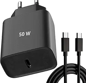 Carregador Super Turbo 50W Ultra Rápido USB-C E Cabo USB Tipo C de 1m - Compatível com Celulares Samsung Motorola iPhone 15 Tablets e Notebooks – Homologado Anatel Alta Performance e Segurança