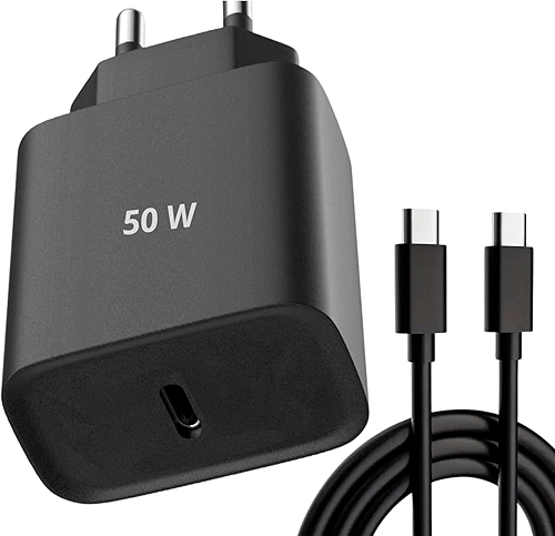 Carregador Super Turbo 50W Ultra Rápido USB-C E Cabo USB Tipo C de 1m - Compatível com Celulares Samsung Motorola iPhone 15 Tablets e Notebooks – Homologado Anatel Alta Performance e Segurança
