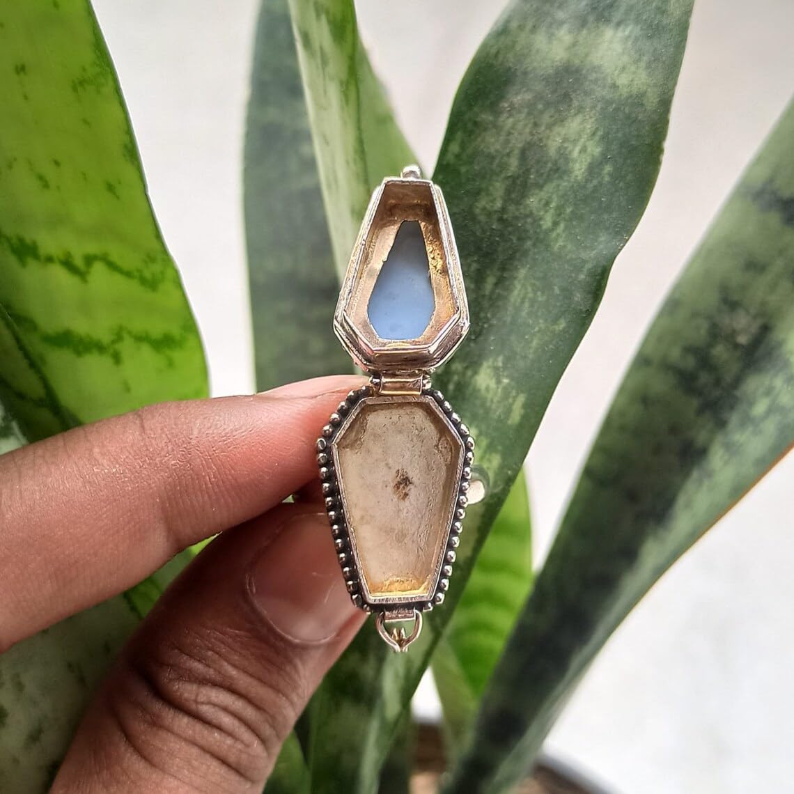 Natural Larimar Poison Ring, Coffin Stone Ring, Halloween Art Ring, Silver Plated Ring, Coffin Box Ring, Domanice Republic Larimar ring, Fashion Ring, Storage Box Ring, Perfume Box Ring, Gifts for Mom