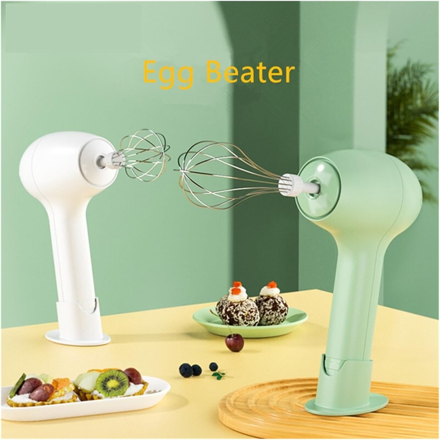 Compatible For Wireless Electric Egg Beater Handheld Mini Multifunctional Milk Frother Cream Coffee Automatic Mixer With Base(R)