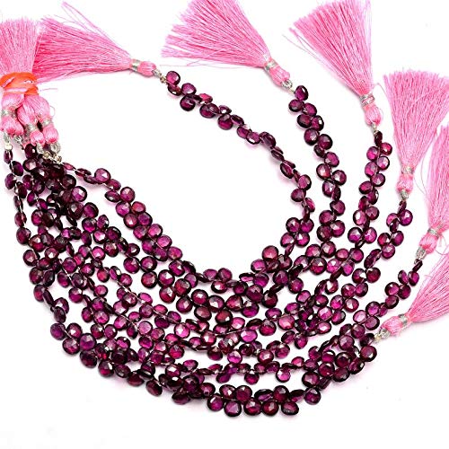 Perles de briolette Rhodolite Garnet en coeur pour créer vos bijoux d'été faits main
