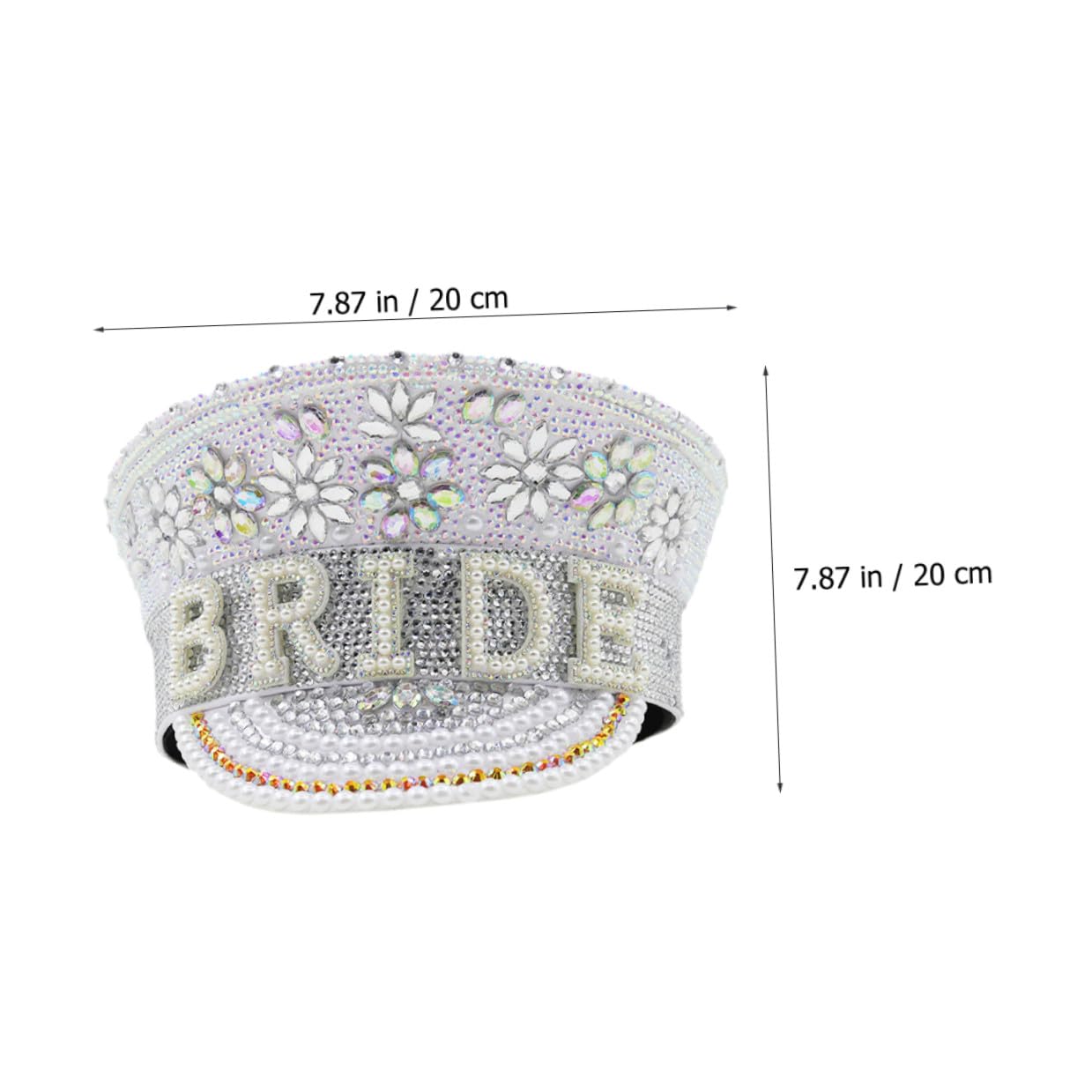 BESPORTBLE Sombrero de Novia Gemas de Imitación, Gorro Ajustable para Despedida de Soltera, Fiesta y Boda, Accesorio Decorativo Elegante para Mujer