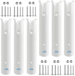 ISURE MARINE Fishing Rod Holder Bracket Wall Mounted Boat Side Mount Tool Holder Tube Links with Screws 2/3/4/6 Pole Tube (White/Black)
