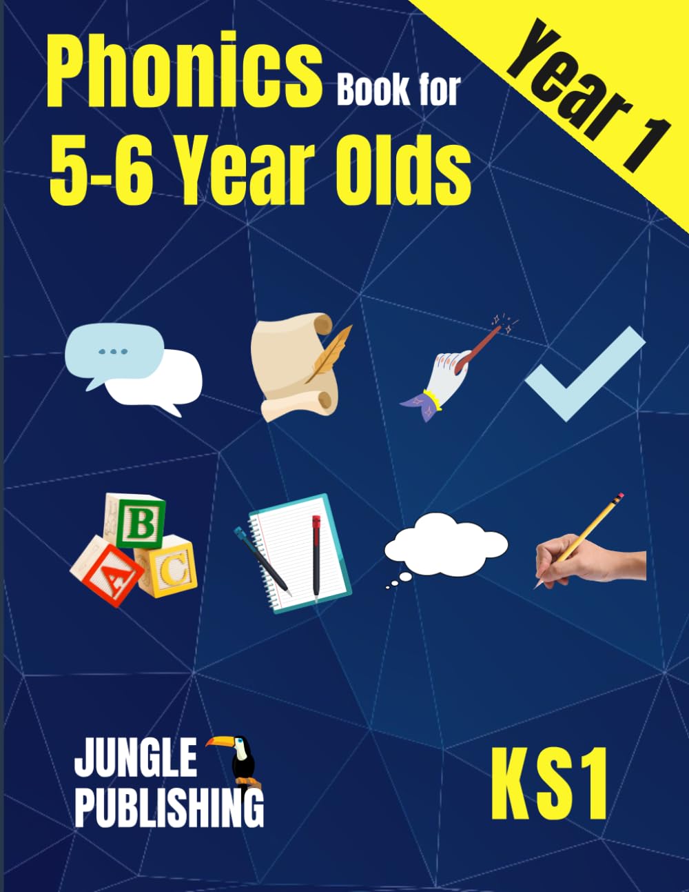 Phonics Book for 5-6 Year Olds: Bumper Phonics Activity Book for Year 1 - KS1 | Practice Letters, Sounds, Words, Tracing and Handwriting (Jungle Publishing Phonics) Paperback – 6 Jun. 2022