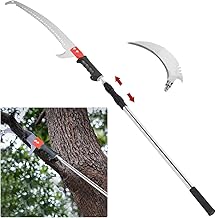 Optifit® Telescopic Manual Pruning Saw - 9.8FT Extendable Stainless Steel Pole Saw with Curved Hooked Blade - Manual Tree Pruner for Thick Branches