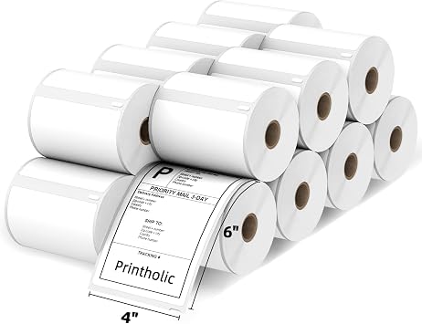 Compatible DYMO 1744907 4"x6" Thermal Shipping Labels-16 Rolls | For Dymo LabelWriter 450/450 Turbo/4XL NOT 550/5XL, 3-Proof & Strong Adhesive, Jam-Free, Easy Peel, Total 3520 White Labels
