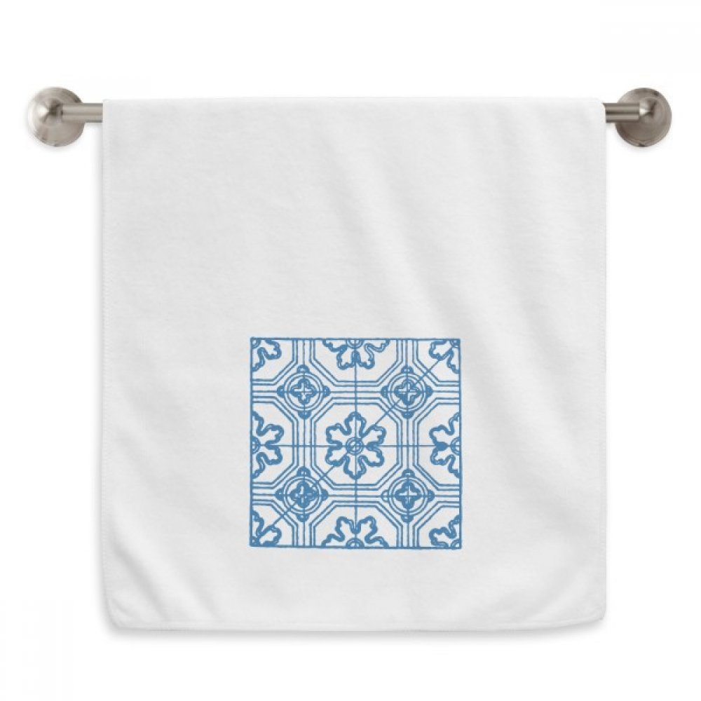 Serviettes débarbouillettes moelleuses motif Talavera bleu