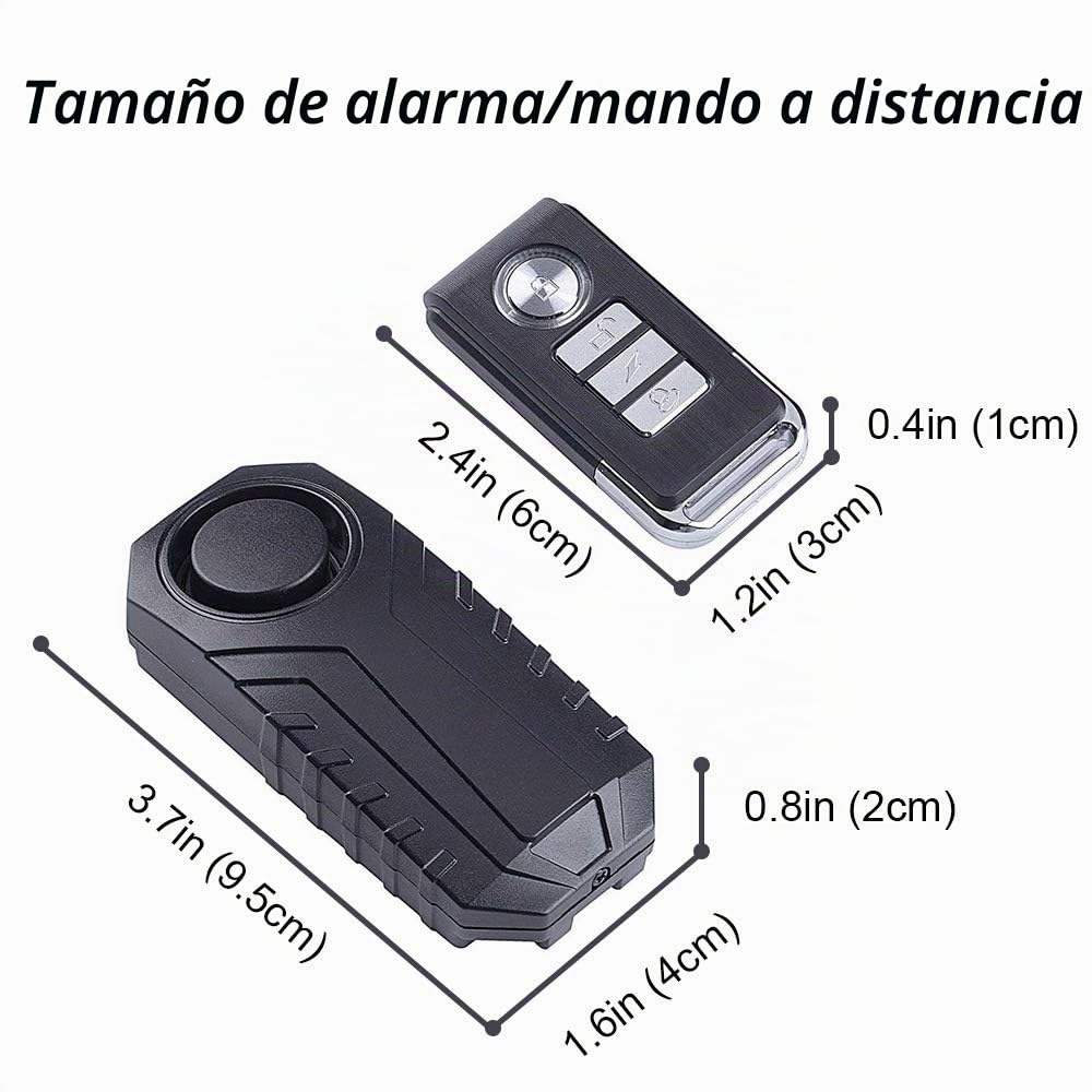 Mengshen 113dB Fuerte Alarma de Bicicleta Sensor de Movimiento Inalámbrico de Vibración Mando a Distancia Alarma de Seguridad para Bicicleta Ebike Scooter Coche (4 Sensores con 2 Mandos a Distancia)