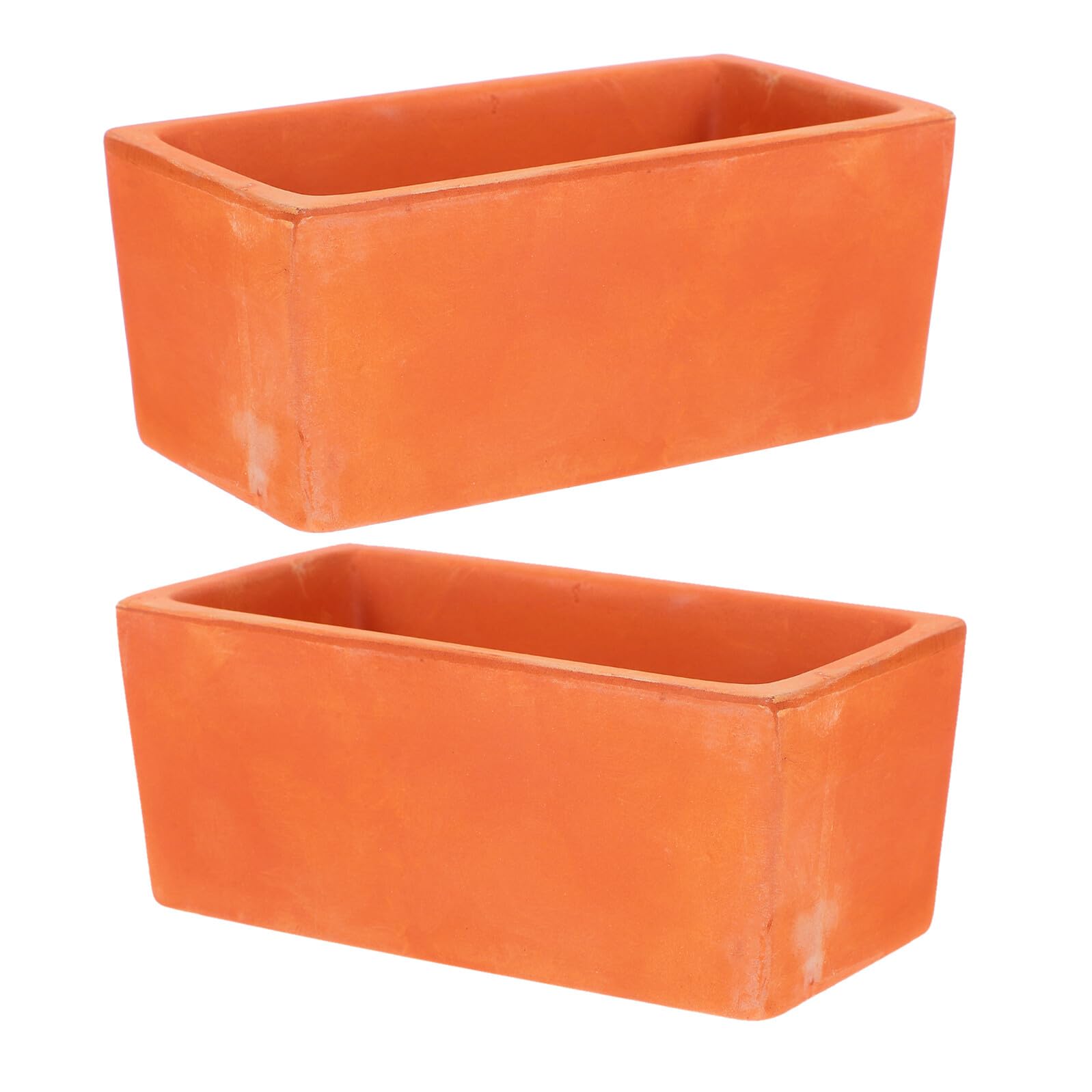 Pots à fleurs rectangulaires en argile rouge lot de 2 terre cuite 12.5cm