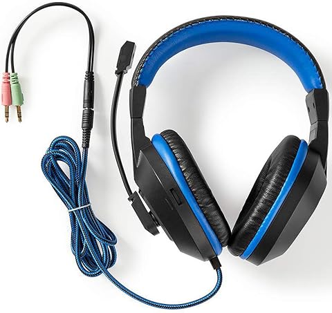 3.5mm Stereo Headphones & Microphone / Mic – Adjustable Gaming/Music/Work Headset - VOIP Skype Facetime Phone PC Laptop - Loops