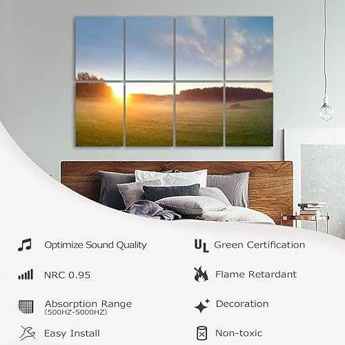 Miniatura 5 de Paneles de pared acústicos insonorizados de verano mañana campo niebla hermoso paisaje sueco autoadhesivos paneles acústicos reduce habitación eco