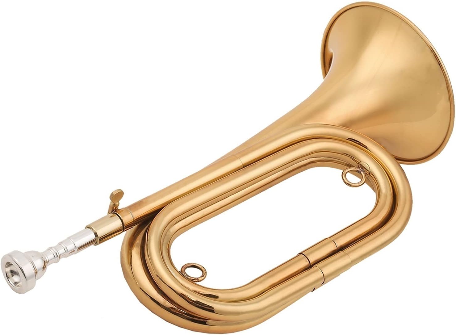 Brass Bugle Call Gold-Plated Trumpet Cavalry Mouthpiece Bag Musical Instrument for School Band Military Orchestra Student Trumpet