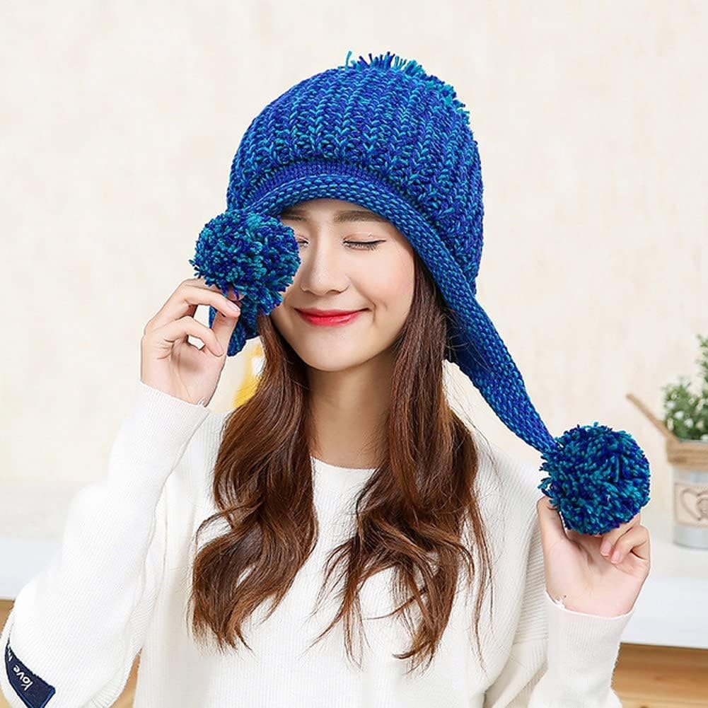 Women Winter Peruvian Cover Ears Beanie Hat Ear Flaps Sherpa Ski Snow Hats Knit Fleece Lined 3 Pom Pom - Image 8