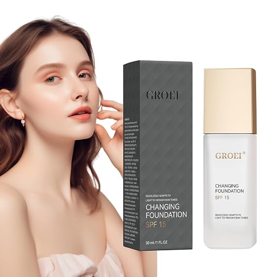 Color Changing Foundation Makeup, Magical Color Changing Foundation with SPF15, Even Skin Tone BB Cream Makeup Base Concealer, Lightweight, Moisturizes for All Skin (2PCS)