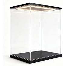 Acrylic Display Case with LED Light, Clear Showcase Box 4x4x4inLxWxH