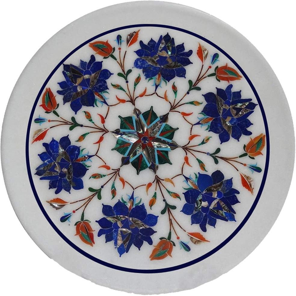 Marble Inlay Table Top Traditional Indian Hand Work for Home Decor