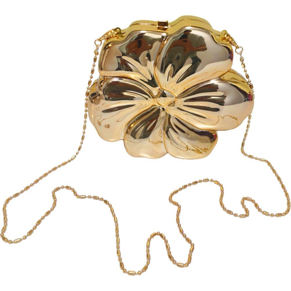 Sac de soirée à paillettes et fleurs en acrylique avec bandoulière chaîne