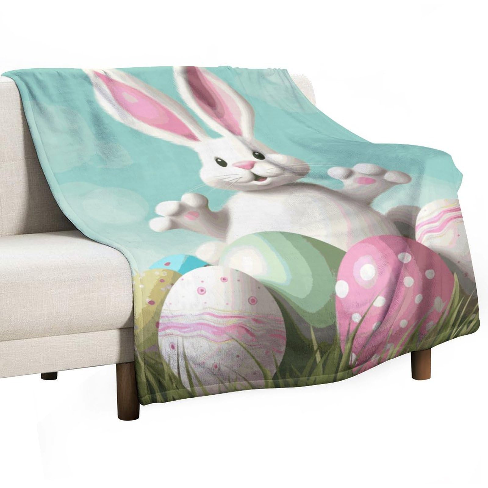 Couverture polaire lit et canapé grand format confortable motif lapin