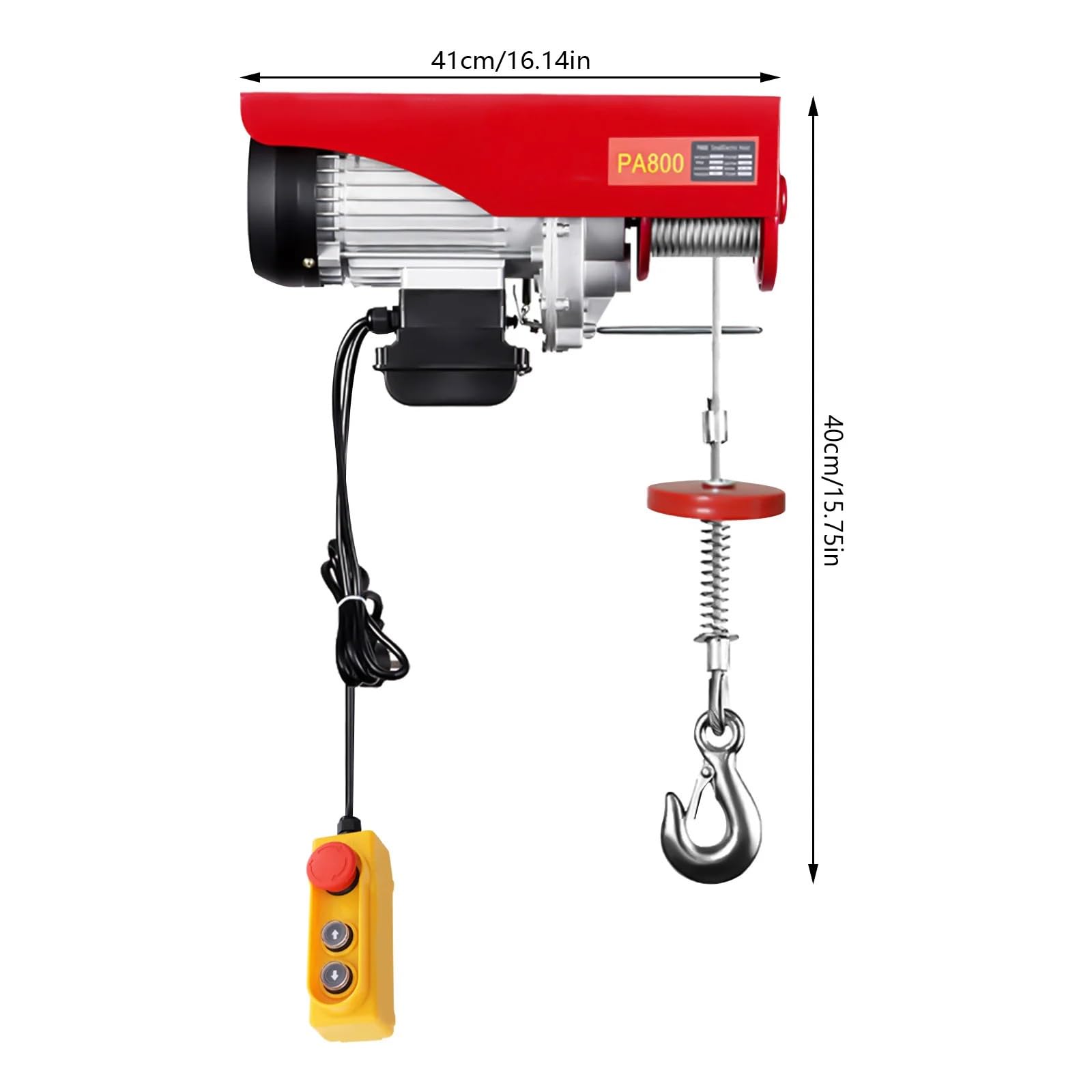 Argani elettrici PA800 Paranco elettrico da 1300 W 800 kg Verricello Strumento di sollevamento per carichi pesanti per officina | Gru a ponte con telecomando Paranco Elettrico da Puleggia