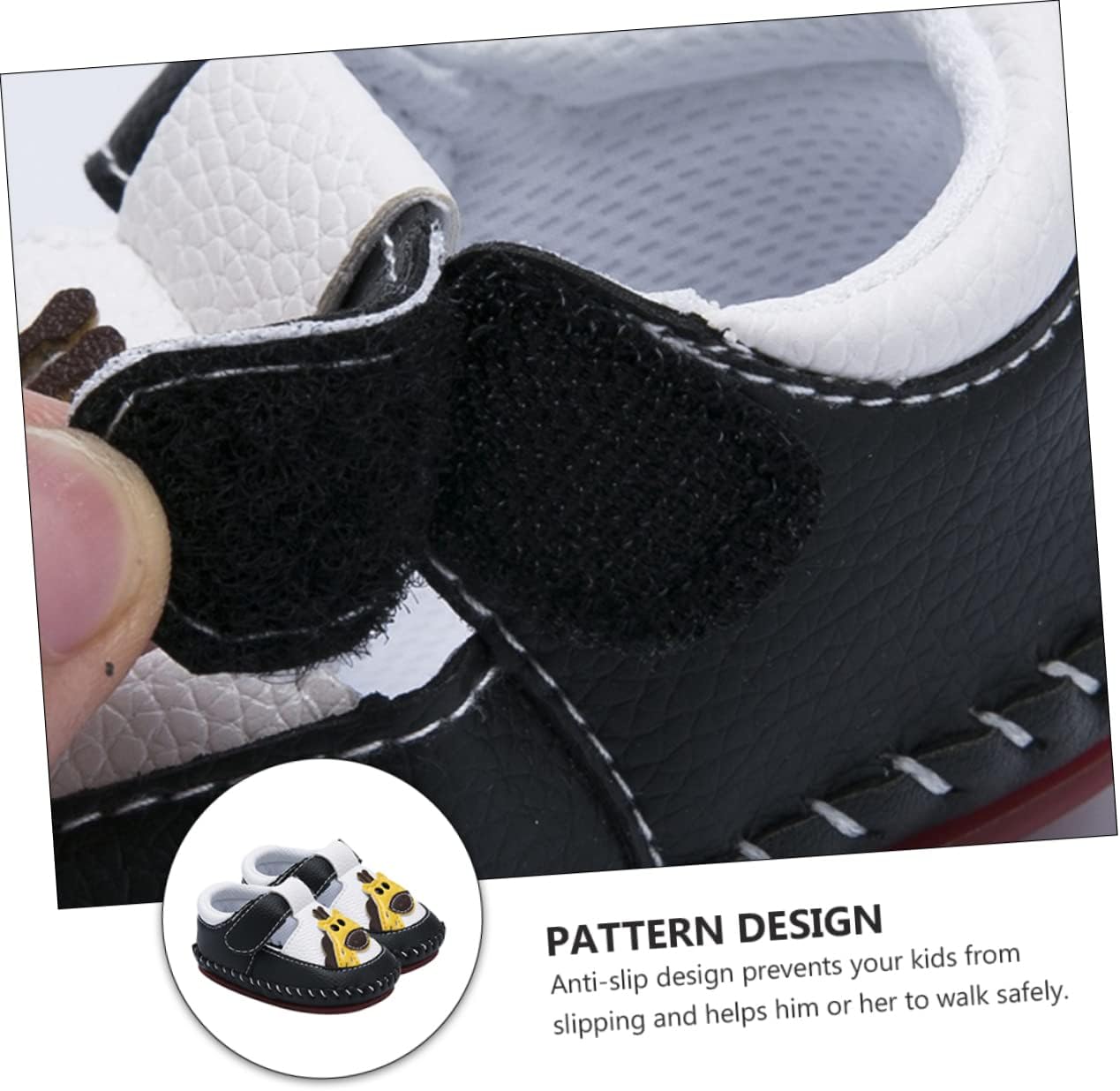 Levemolo 1pair Skid Walking Shoes Breathable and Stretchy Prewalkers for Newborns Cute Cartoon Soft Black