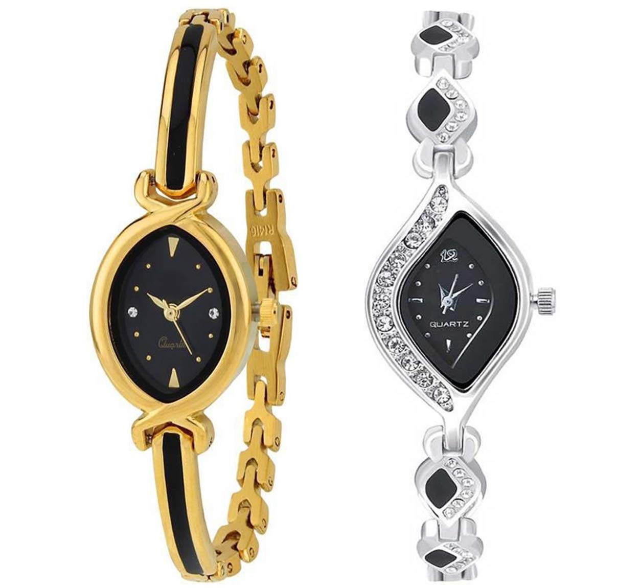 RPS FASHION WITH DEVICE OF R Analog Black Stay with Sliver Aks Watch Girls Set of 2