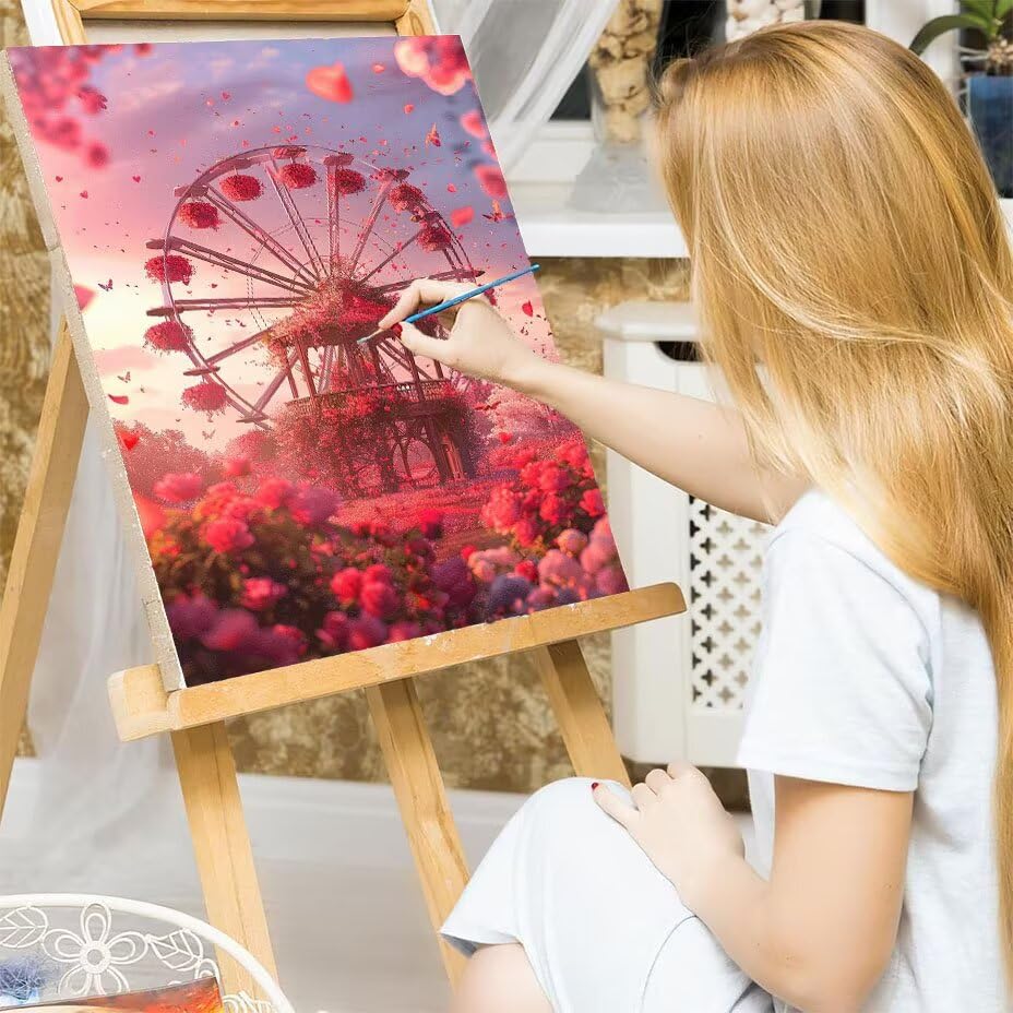Pintar por números adultos sin saber dibujar con lienzo gigante de rueda fortuna W0-616 7