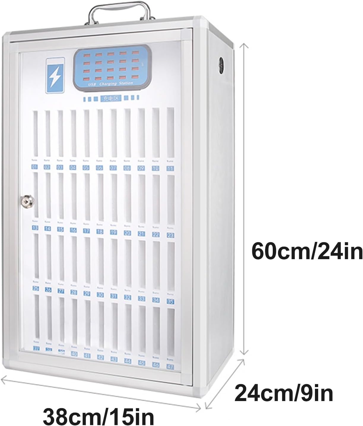 Portable Mobile Phone Charging Cabinet, W/USB Ports & Handle, for Students, Employees, Compan, Conference Room
