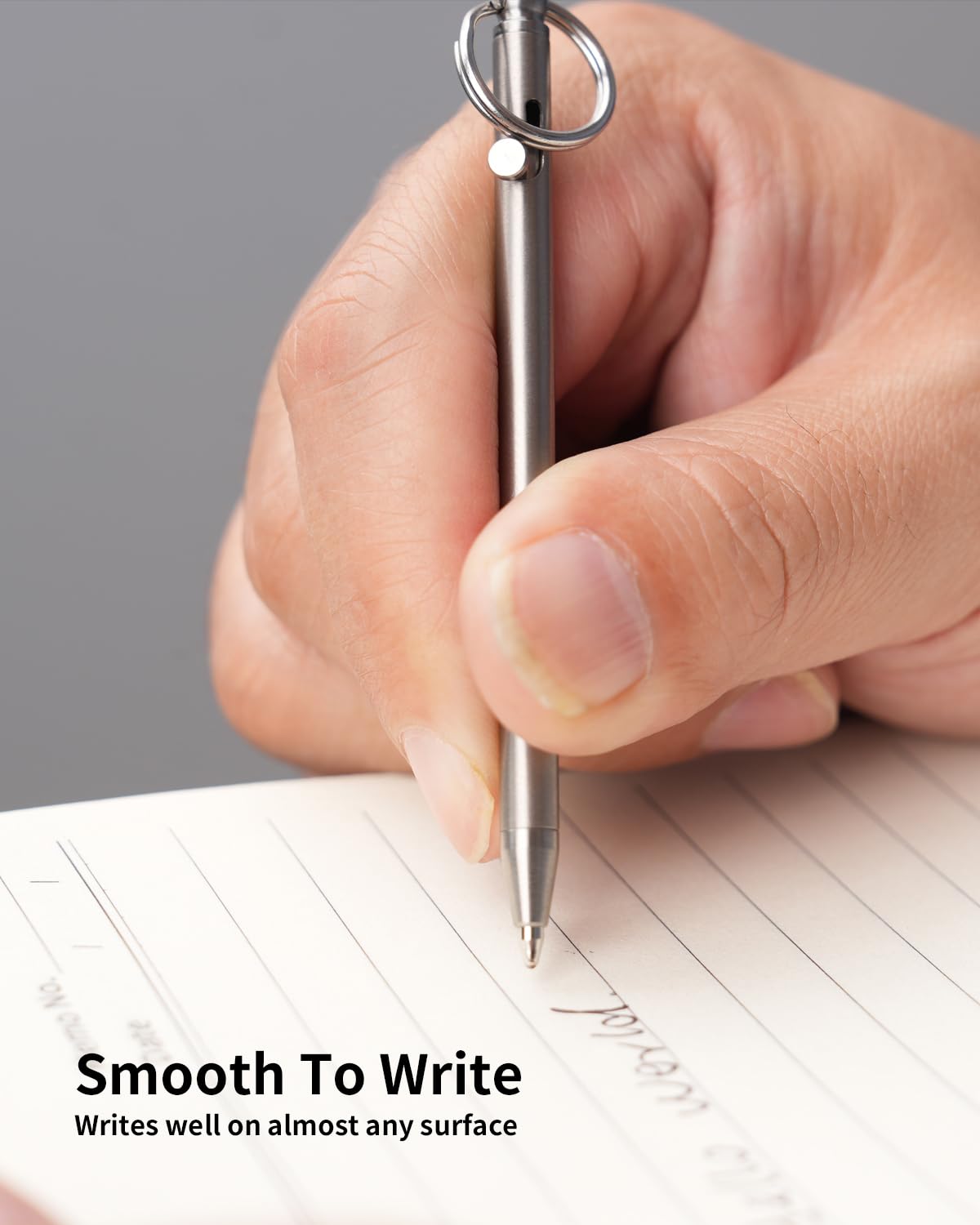 TIKIDESIGN Mini penna a sfera in titanio EDC TKP1, riempitivo tascabile EDC retrattile con foro per portachiavi, penna Mini Titan Bolt Action per uso quotidiano - 4