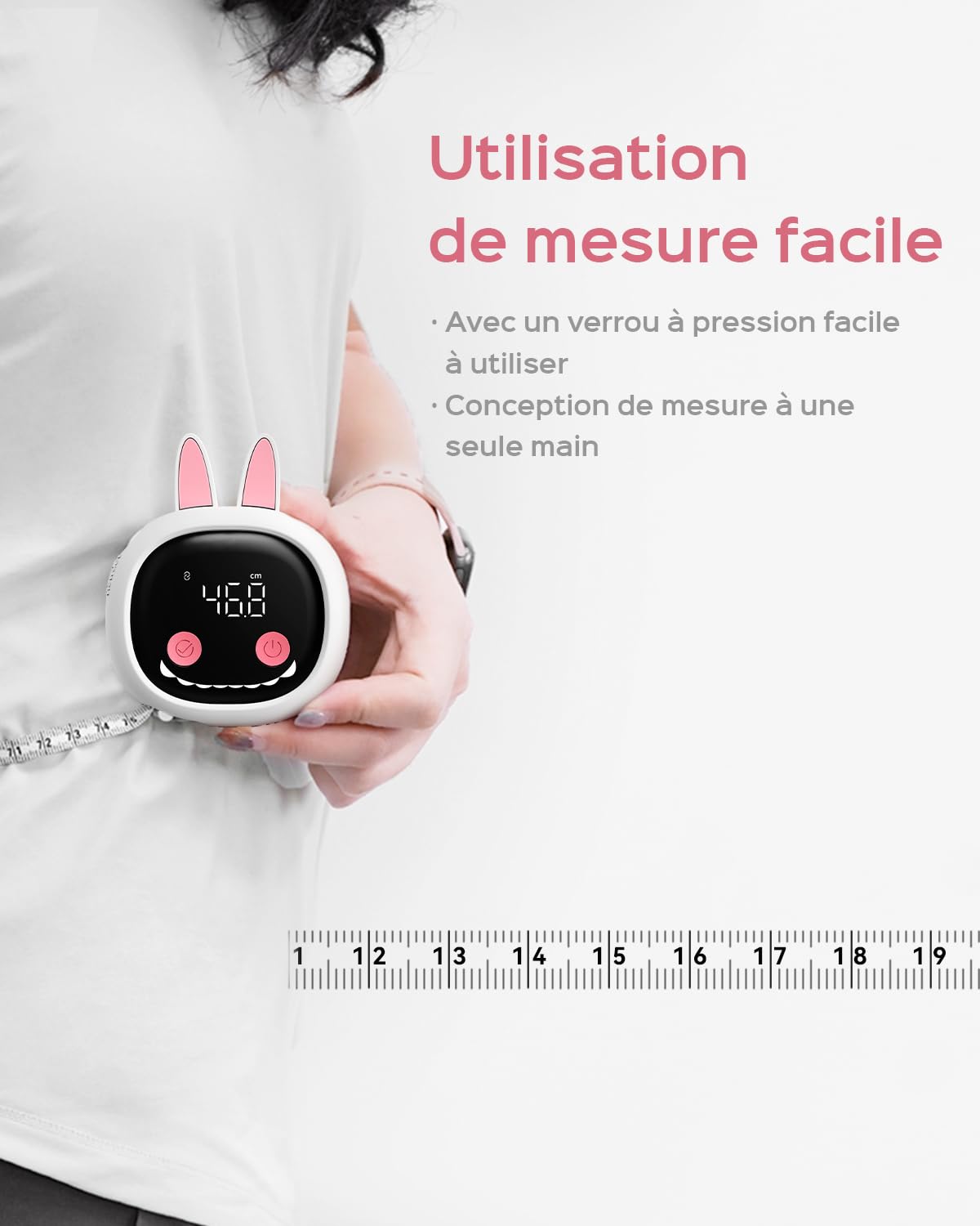 Mètre Ruban Corps Rétractable | Connecté avec Application pour Mesure du Corps, Suivi Fitness et Perte de Poids, Rechargeable, 60 Pouces/150 cm