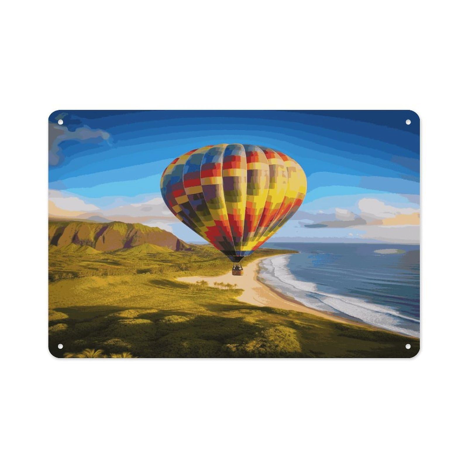 Btcowzrv Style Hawaii Hot Air Balloon Metal Sign 7.9 X 11.8 Inch, Aluminum Sign Wall Art Decor Easy To Install, Decorative Plaque For Home Bar Kitchen Pub Shop Garage