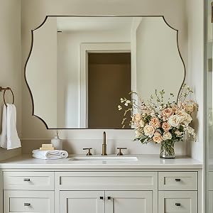 ANDY STAR 30x48 Inch Gold Bathroom Mirror Large Brushed Gold Rectangle Mirror Antique Brass Mirror in Rust-Proof Stainless