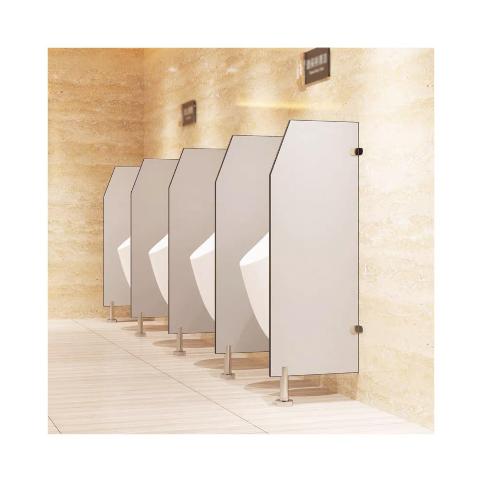 Urinoir mural gain de place cloisonné gris biseau pour toilettes