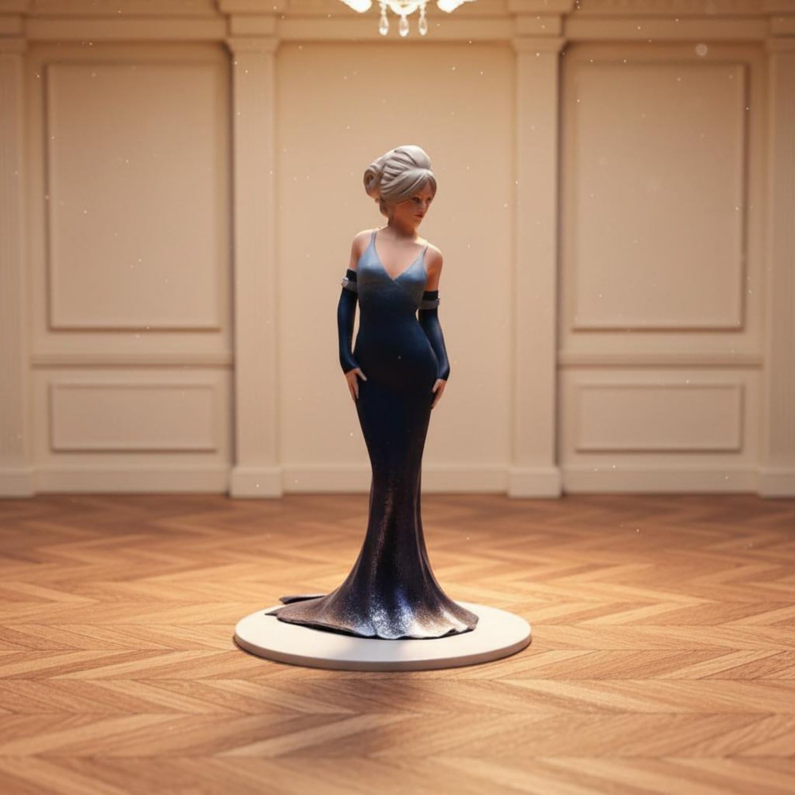 Frauenfigur im Abendkleid detailreich Miniatur-Dame im Langen Kleid Diorama-Detail handbemalte Harzfigur für Modellbau, 1/18 Fein Bemalt Mit Gesichtszügen