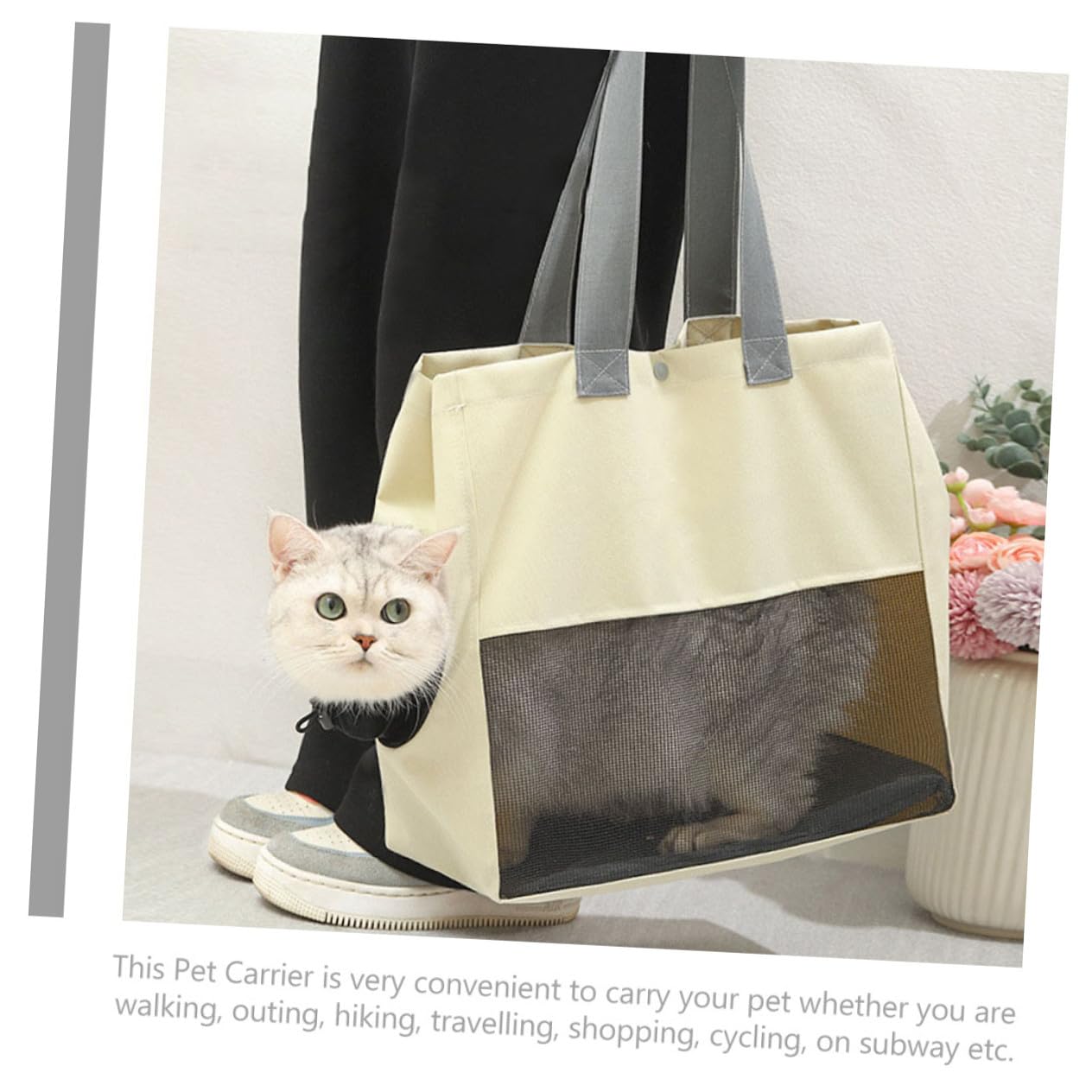 Mochila Transportadora para Gatos Ventana y Correa Ajustable