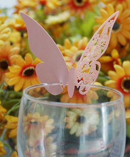 Miniatura 10 de AKOAK Papel perlado con diseño de mariposa, número de mesa, tarjeta de nombre, copa de vino, decoración de pared, calcomanías para decoración de