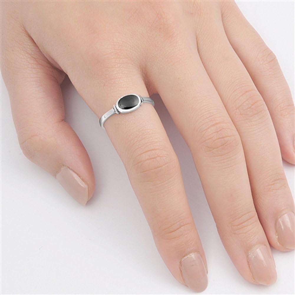 CHOOSE YOUR COLOR Sterling Silver Oval Ring