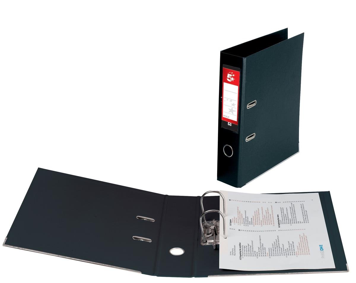 5 Star Lever Arch File PVC Spine 70mm Foolscap Black [Pack of 10]