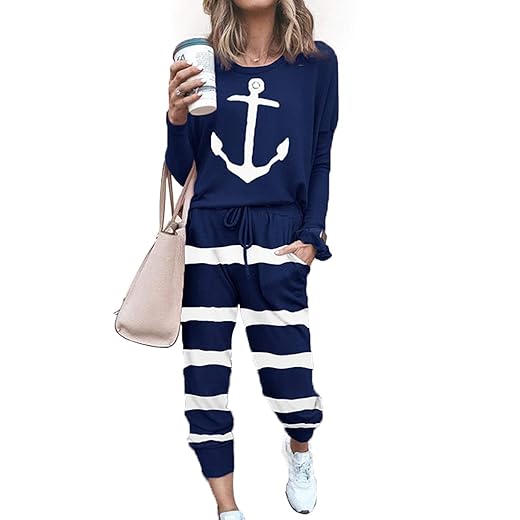 ACOSAP Women Casual Outfit Solid 2 Piece Outfit Long Sleeve Crewneck Pullover Tops and Long Pants Sweatsuits Tracksuits