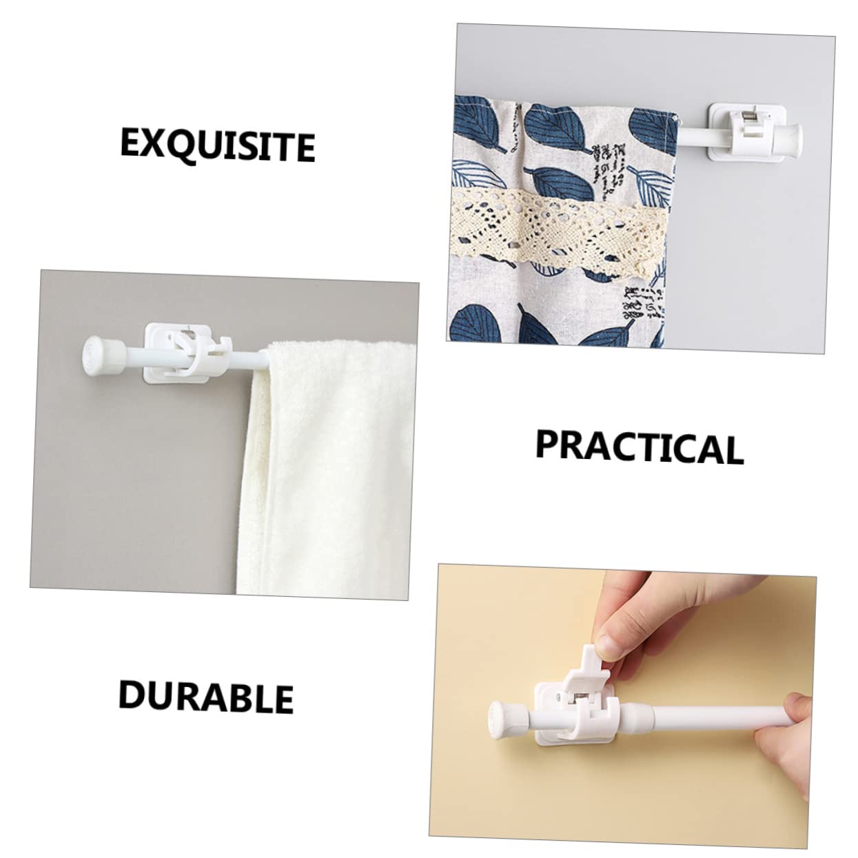 TOPBATHY 3 Set Gancio Appiccicoso per Asta per Tende Aste - Staffa Asta Appendiabiti Supporto per Staffa per Asta Senza Chiodi Attaccapanni per Tende per Camera da Letto 4 Pezzi * 3