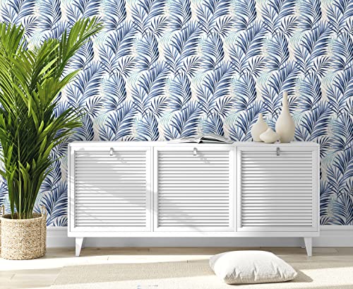 Image of Tommy Bahama Tranquillo Coastal Palm Peel and Stick Wallpaper (Azure Blue)