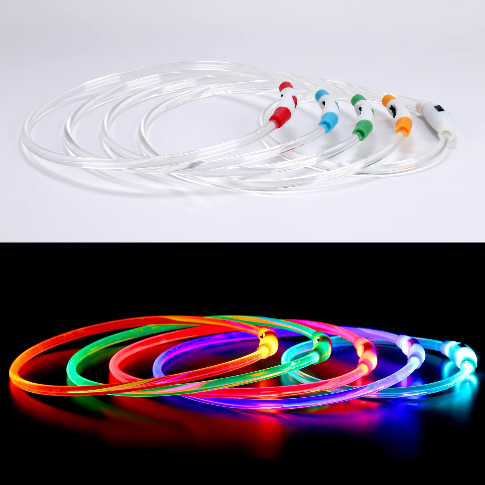 Larkumio Collare Luminoso per Cani Ricaricabile USB, LED Luce Collare Cane Taglia Grande Media Piccola Lunghezza Regolabile Dog Collar Collare Cucciolo con Flash 3 Modalità Impermeabile, Verde