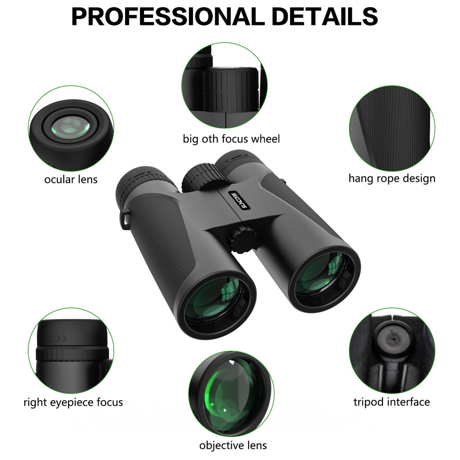Yongheng 12 x 42 Jumelles pour Adultes,Jumelles Adultes puissante,FMC lentille,Grande oculaire, pour Observation des Oiseaux Voyage Observation de Chasse Les Concerts