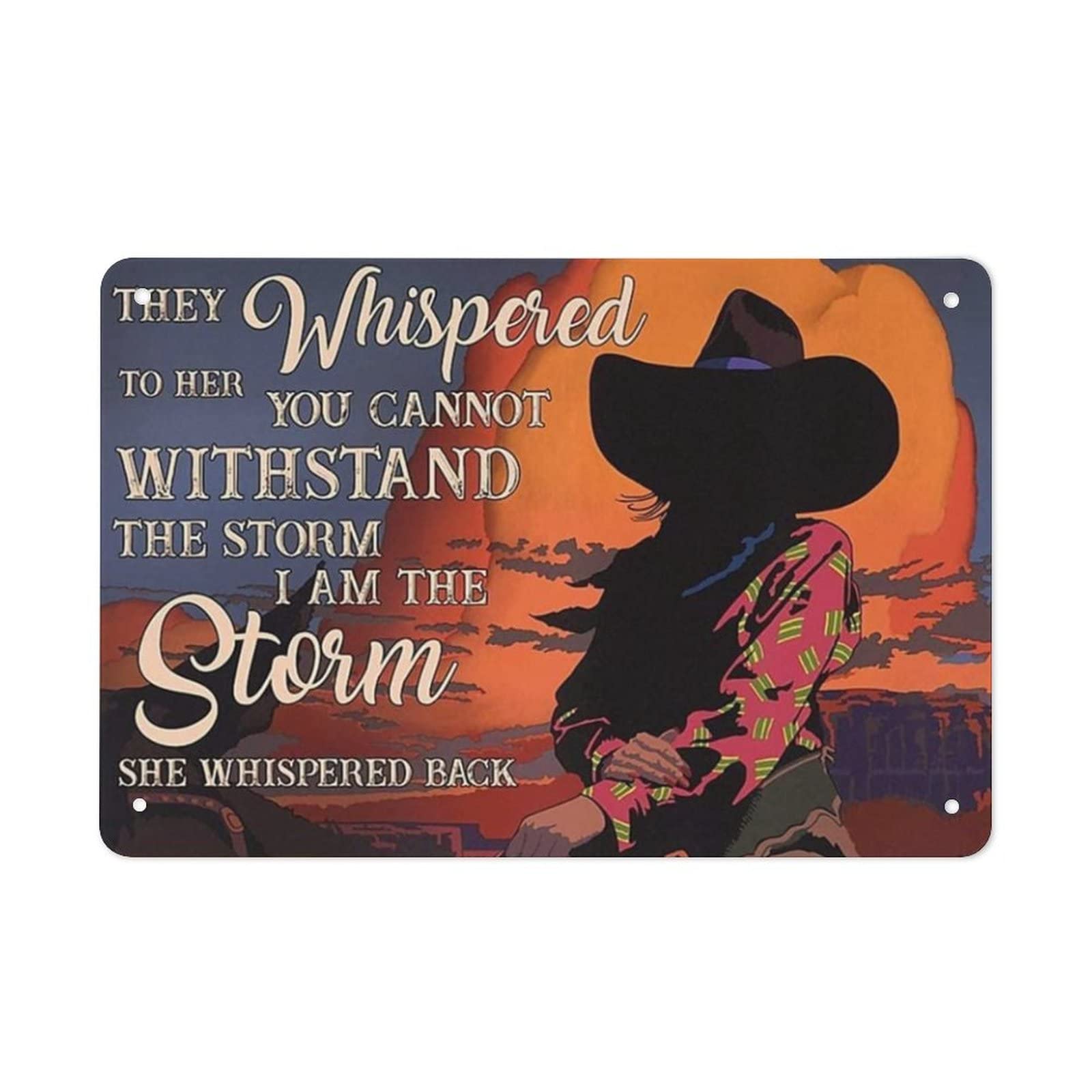AOOEDM The Cowgirl I Am The Storm Vintage Tin Sign Metal Tin Signs for Man Cave Funny Art Wall Plaque Kitchen Bar Pub Coffee Shop Wall Decor