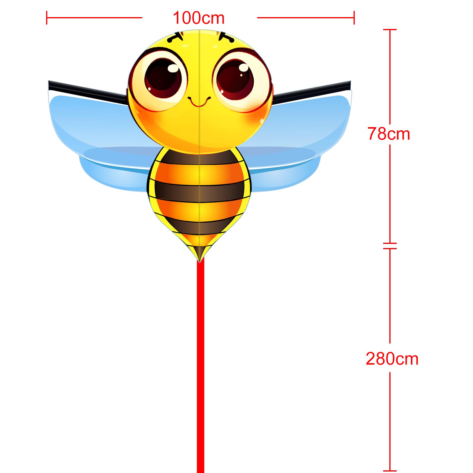 HENGDA KITE Bee Kite for Kids and Adults Cute Design High Definition Printing Easy to Carry and Assemble Kite for Beginners Suitable for Outdoor Activities 39x140 inches