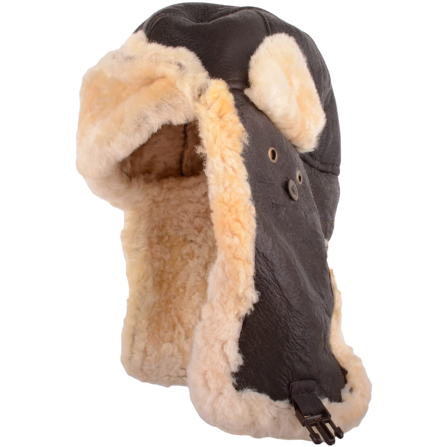 Snugrugs Men's Dark Forest Genuine Sheepskin Aviator Pilot Hat With Ear Flaps - Large