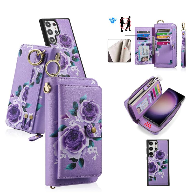Étui antichoc Samsung Galaxy S25 Ultra violet en cuir pour protéger l'écran