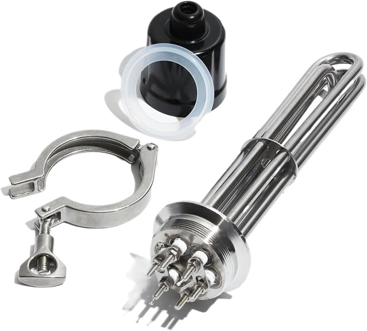 1Pcs Low Watt Density Immersion 2" (64mm OD) Tri Clamp Water Heating Element For Home Brewery And Distillery Tank 4.5KW/6KW/9KW(Gold,4.5KW for 380mm)